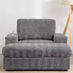 Chauffeuse surdimensionnée en fausse fourrure de lapin Whisen avec pouf de rangement et accoudoirs, canapé-lit rembourré avec porte-gobelets