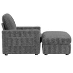 Chauffeuse surdimensionnée en fausse fourrure de lapin Whisen avec pouf de rangement et accoudoirs, canapé-lit rembourré avec porte-gobelets