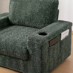 Chauffeuse surdimensionnée en fausse fourrure de lapin Whisen avec pouf de rangement et accoudoirs, canapé-lit rembourré avec porte-gobelets