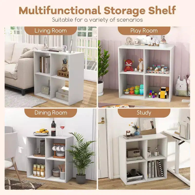Costway Étagère Ouverte 4/6/8/9 Cases avec Kits Anti-basculement Meuble de Rangement Style Moderne pour Bureau