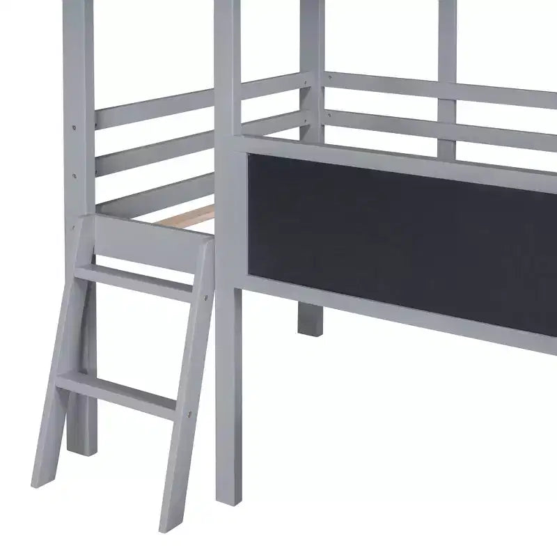 Lit superposé mi-hauteur Whisen 78.9L x 72.7W avec échelle et toboggan, avec tableau noir et bande lumineuse sur le toit