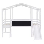 Lit superposé mi-hauteur Whisen 78.9L x 72.7W avec échelle et toboggan, avec tableau noir et bande lumineuse sur le toit