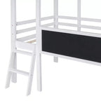 Lit superposé mi-hauteur Whisen 78.9L x 72.7W avec échelle et toboggan, avec tableau noir et bande lumineuse sur le toit