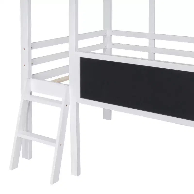 Lit superposé mi-hauteur Whisen 78.9L x 72.7W avec échelle et toboggan, avec tableau noir et bande lumineuse sur le toit
