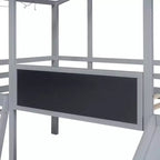 Lit superposé mi-hauteur Whisen 78.9L x 72.7W avec échelle et toboggan, avec tableau noir et bande lumineuse sur le toit