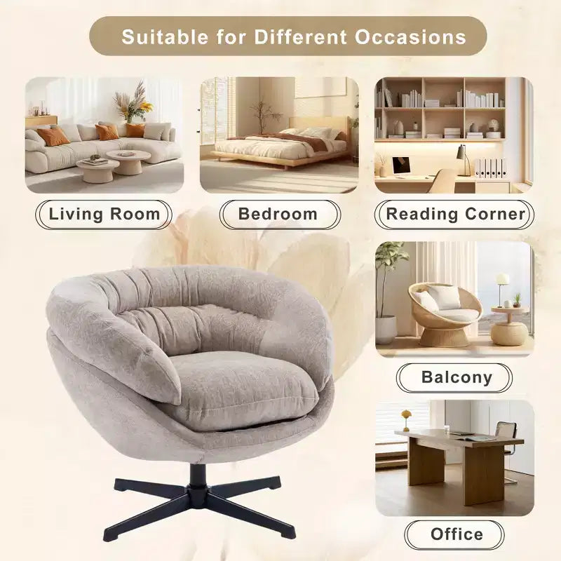 Fauteuil pivotant Christopher Knight Home Liamer en chenille avec pieds en métal