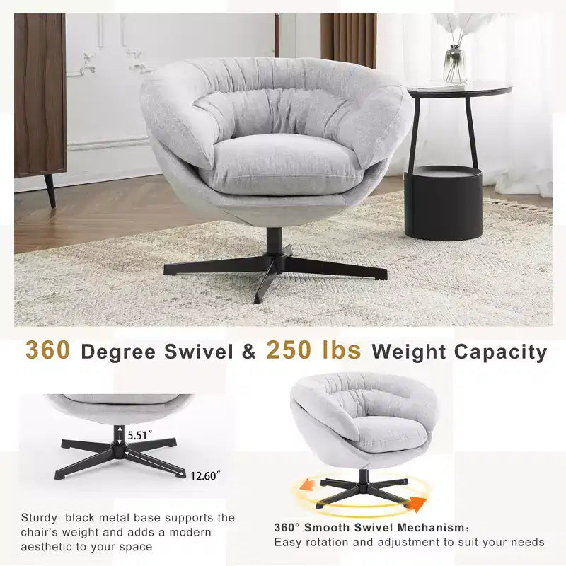 Fauteuil pivotant Christopher Knight Home Liamer en chenille avec pieds en métal