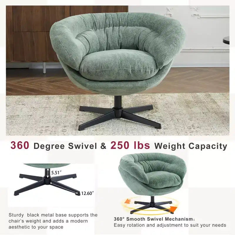 Fauteuil pivotant Christopher Knight Home Liamer en chenille avec pieds en métal