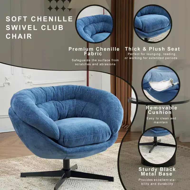 Fauteuil pivotant Christopher Knight Home Liamer en chenille avec pieds en métal