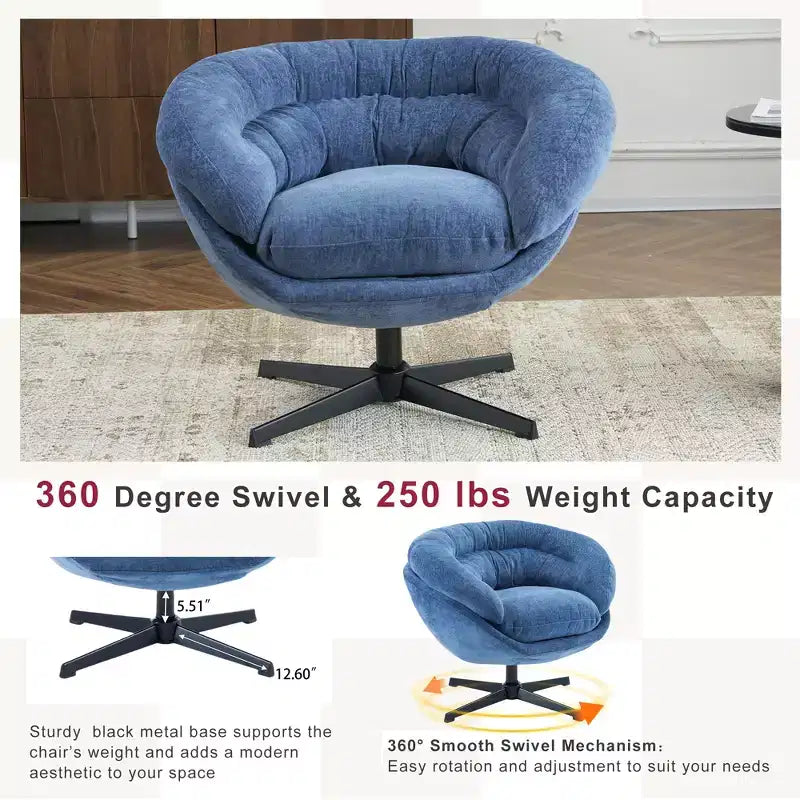 Fauteuil pivotant Christopher Knight Home Liamer en chenille avec pieds en métal
