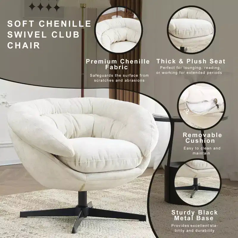 Fauteuil pivotant Christopher Knight Home Liamer en chenille avec pieds en métal
