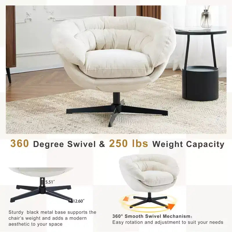 Fauteuil pivotant Christopher Knight Home Liamer en chenille avec pieds en métal