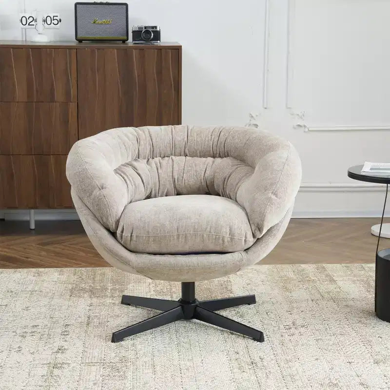 Fauteuil pivotant Christopher Knight Home Liamer en chenille avec pieds en métal
