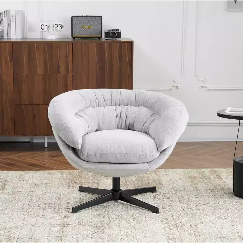 Fauteuil pivotant Christopher Knight Home Liamer en chenille avec pieds en métal