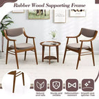 Costway Lot de 2 chaises de salle à manger en cuir PU avec assise et dossier rembourrés, accoudoirs, cadre en bois de caoutchouc Noir/Marron