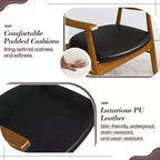 Costway Lot de 2 chaises de salle à manger en cuir PU avec assise et dossier rembourrés, accoudoirs, cadre en bois de caoutchouc Noir/Marron