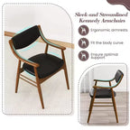 Costway Lot de 2 chaises de salle à manger en cuir PU avec assise et dossier rembourrés, accoudoirs, cadre en bois de caoutchouc Noir/Marron