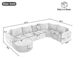 Whisen 141 Grand canapé modulable, canapé sectionnel rembourré avec assise profonde