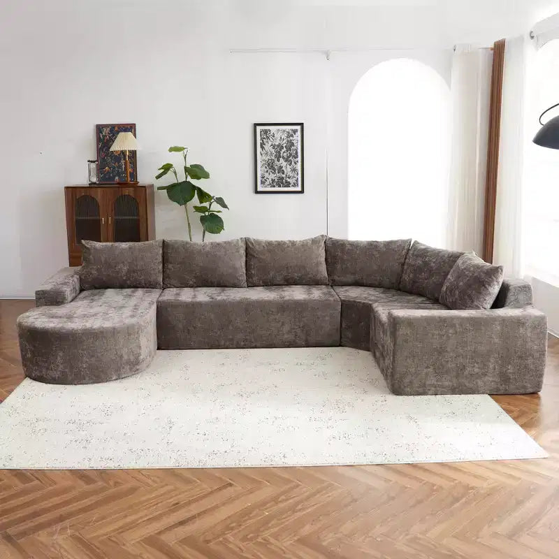 Whisen 141 Grand canapé modulable, canapé sectionnel rembourré avec assise profonde