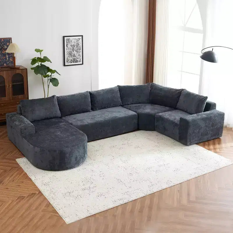Whisen 141 Grand canapé modulable, canapé sectionnel rembourré avec assise profonde