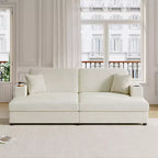 Whisen 86 Oversized Loveseat Chaise Lounge Sectional Sofa Bed with USB Ports, Cup Holders and Throw Pillows