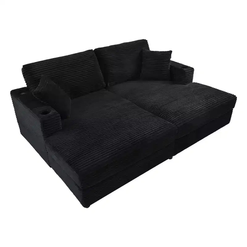 Canapé sectionnel convertible surdimensionné Whisen 86 avec ports USB, porte-gobelets et oreillers décoratifs