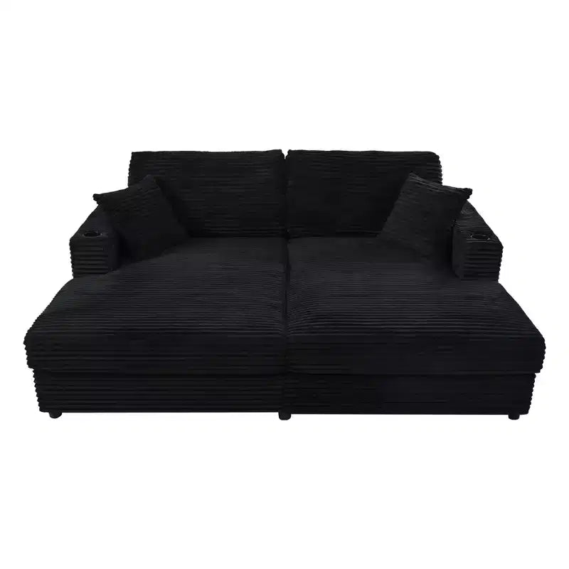 Canapé sectionnel convertible surdimensionné Whisen 86 avec ports USB, porte-gobelets et oreillers décoratifs