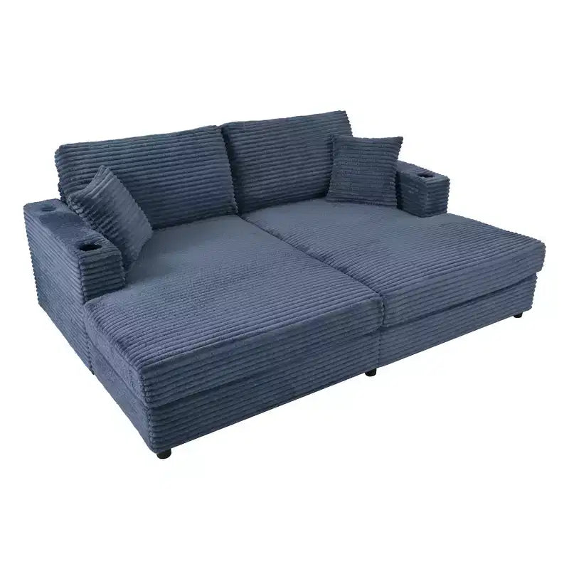 Canapé sectionnel convertible surdimensionné Whisen 86 avec ports USB, porte-gobelets et oreillers décoratifs
