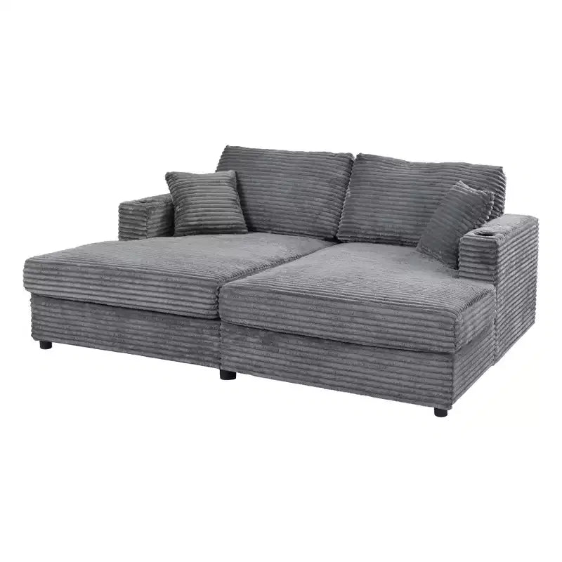 Canapé sectionnel convertible surdimensionné Whisen 86 avec ports USB, porte-gobelets et oreillers décoratifs