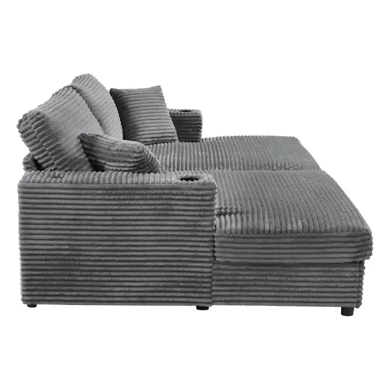 Canapé sectionnel convertible surdimensionné Whisen 86 avec ports USB, porte-gobelets et oreillers décoratifs