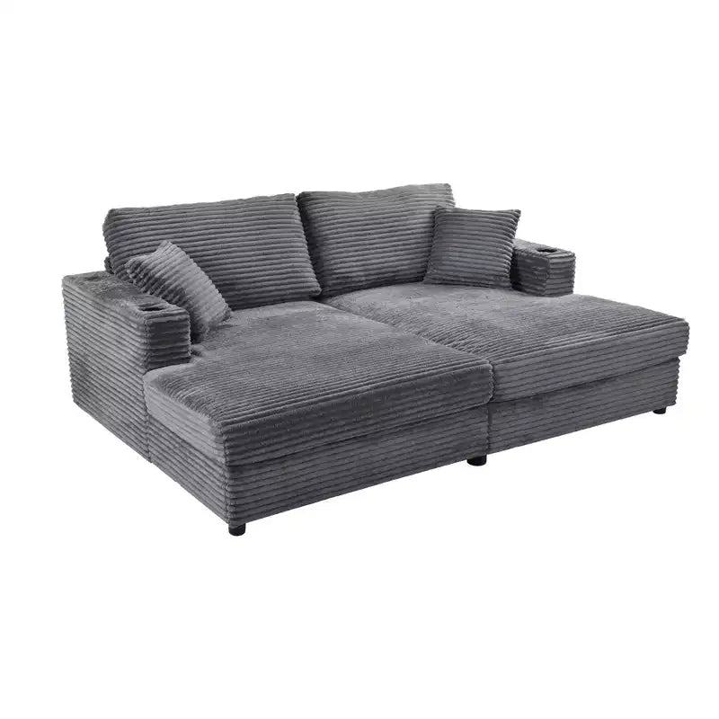 Canapé sectionnel convertible surdimensionné Whisen 86 avec ports USB, porte-gobelets et oreillers décoratifs