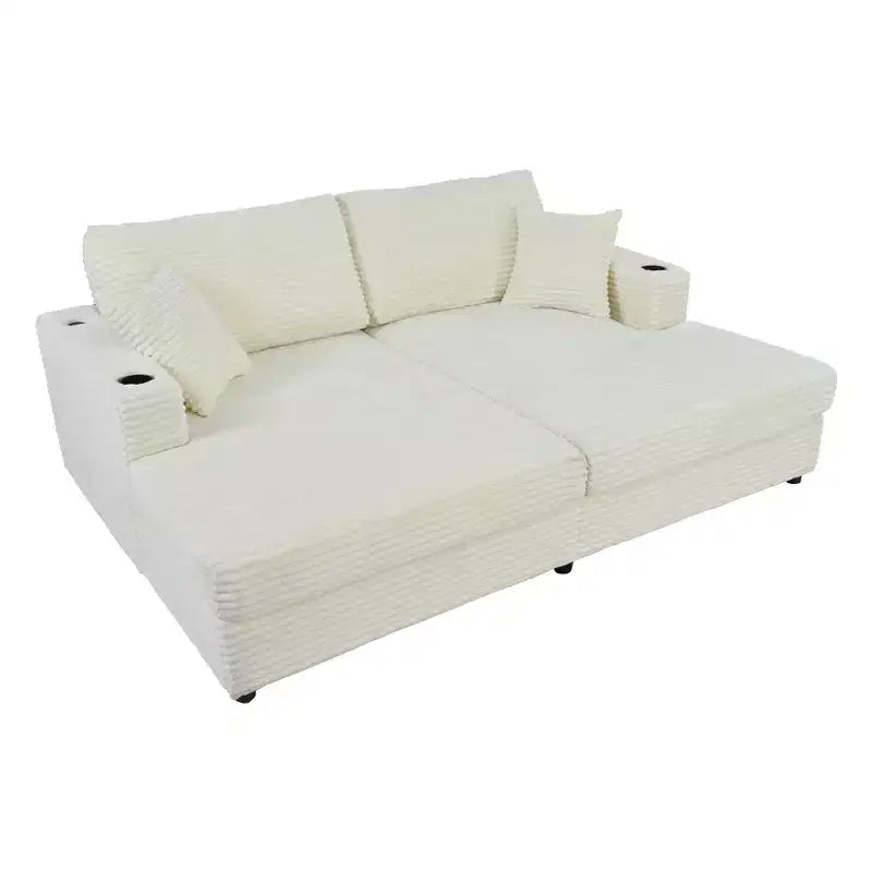 Canapé sectionnel convertible surdimensionné Whisen 86 avec ports USB, porte-gobelets et oreillers décoratifs