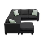 Canapé sectionnel modulaire en forme de L, style minimaliste Whisen, ensemble de salon comprenant un pouf et des coussins