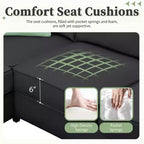 Canapé sectionnel modulaire en forme de L, style minimaliste Whisen, ensemble de salon comprenant un pouf et des coussins