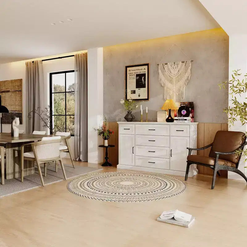 Commode horizontale Famapy Gris Classique : Nombreux espaces de rangement, créant une ambiance élégante à la maison