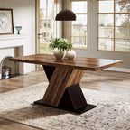 Table à manger rectangulaire de ferme Lantine de 55 pouces pour 4 à 6 personnes