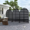Harold Wide-One Narrow-Two B-Style Louvered Black Arched Galvanized Steel Screen 183x120x40cm