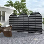 Harold Wide-One Narrow-Two B-Style Louvered Black Arched Galvanized Steel Screen 183x120x40cm