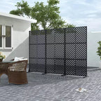 Parallel Lines 01 Black Galvanized Steel Screen 183x90x40cm