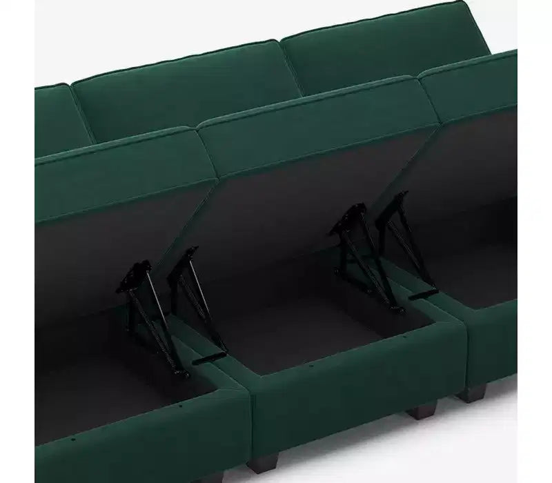Canapé-lit modulaire Belffin en velours avec rangement (9 assises + 9 côtés)