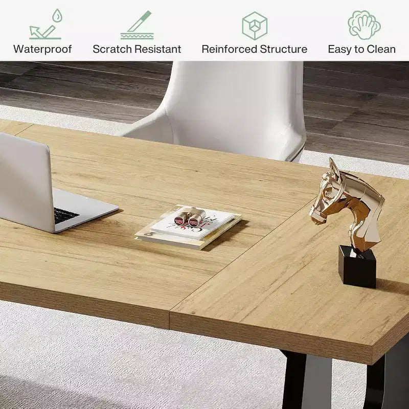 Bureau de direction rectangulaire Lantine avec double piédestal en bois