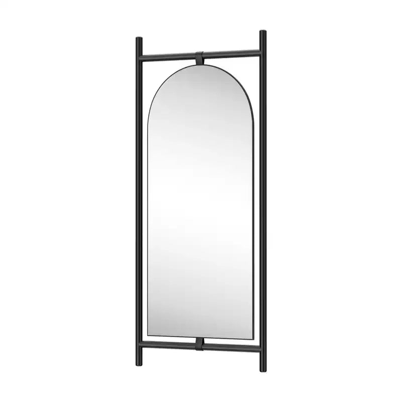 Miroir pleine longueur noir arqué intégré en bois massif avec échelle 190x80x4cm (Sans support)