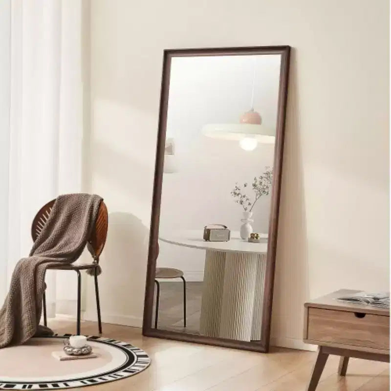 Faux Wooden Frame Wall Mirror: Vintage Full-Length, Stylish, Big & Tall - Modern Home Decor