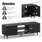 Meuble TV Costway pour téléviseurs 60 pouces, console multimédia moderne du milieu du siècle avec étagère réglable, brun/noir