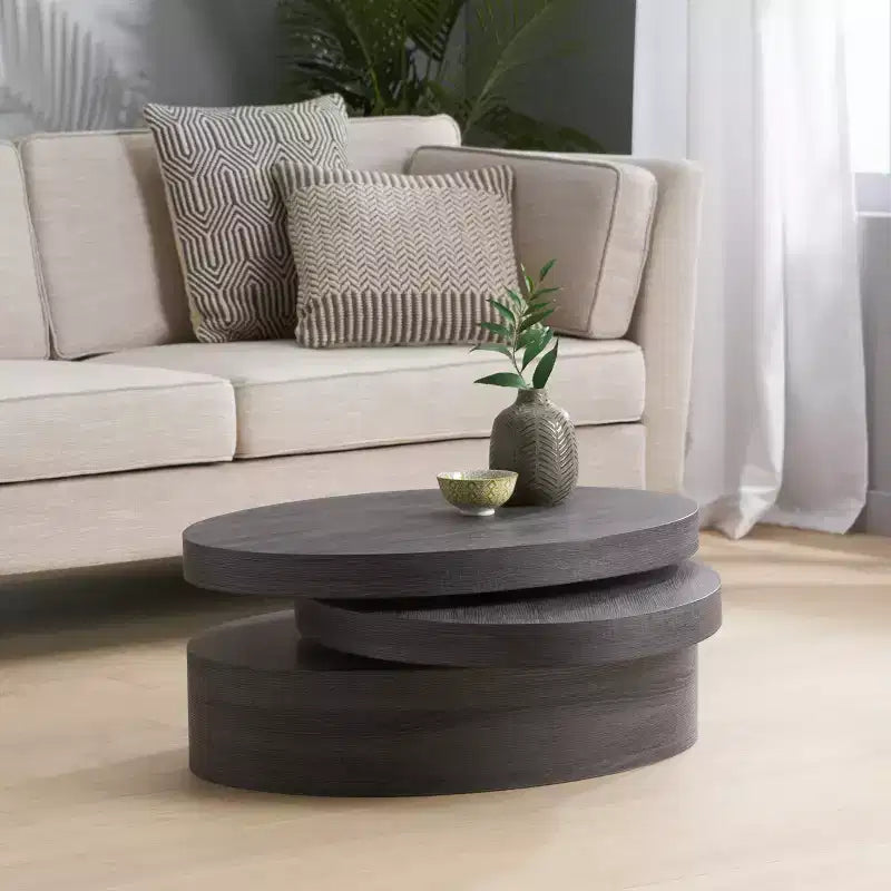 Table basse rotative 32W, ovale, noire - Merax