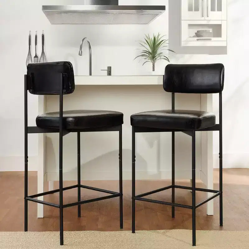 Best Choice Products Lot de 2 tabourets de comptoir en similicuir pour îlot de cuisine et salle à manger avec cadre en métal
