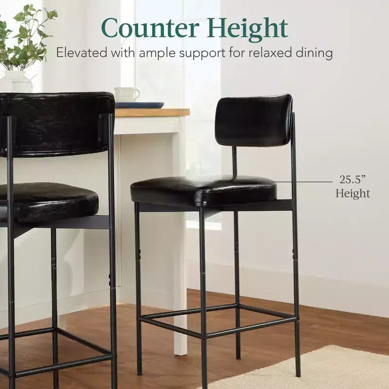 Best Choice Products Lot de 2 tabourets de comptoir en similicuir pour îlot de cuisine et salle à manger avec cadre en métal