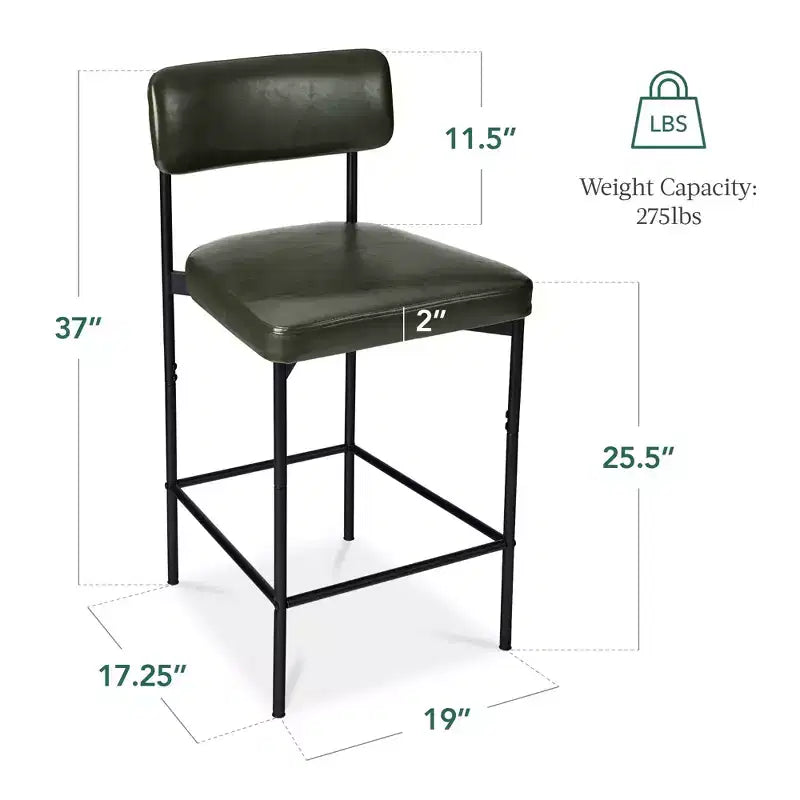Best Choice Products Lot de 2 tabourets de comptoir en similicuir pour îlot de cuisine et salle à manger avec cadre en métal