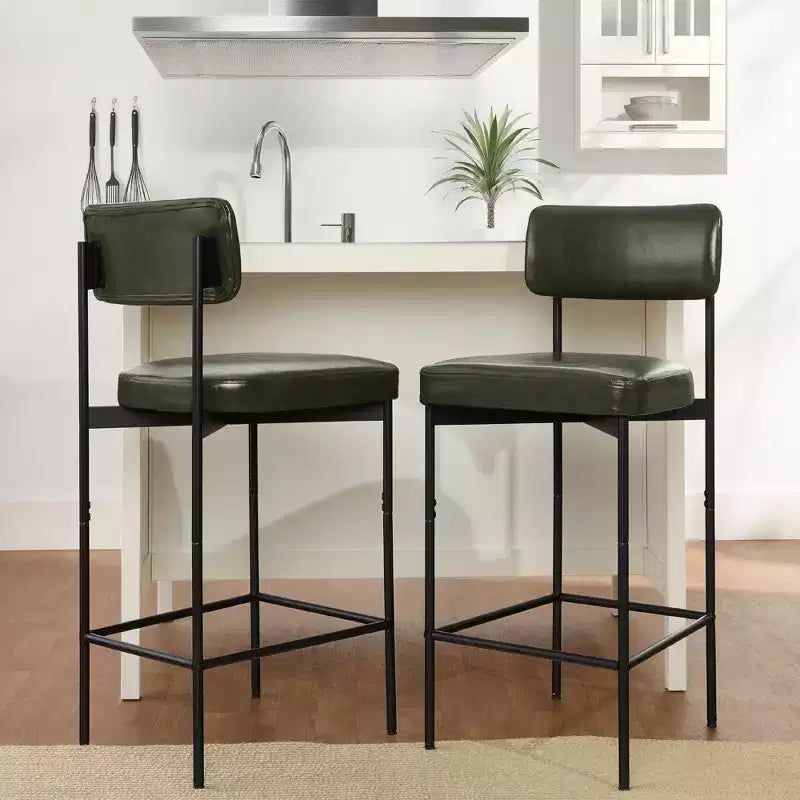 Best Choice Products Lot de 2 tabourets de comptoir en similicuir pour îlot de cuisine et salle à manger avec cadre en métal