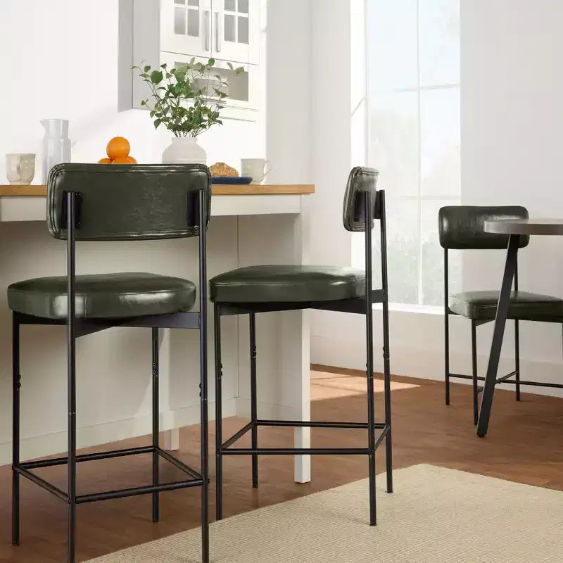 Best Choice Products Lot de 2 tabourets de comptoir en similicuir pour îlot de cuisine et salle à manger avec cadre en métal
